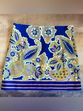 Zara Blue Paisley Mini Skirt with Yellow & Pink Accents